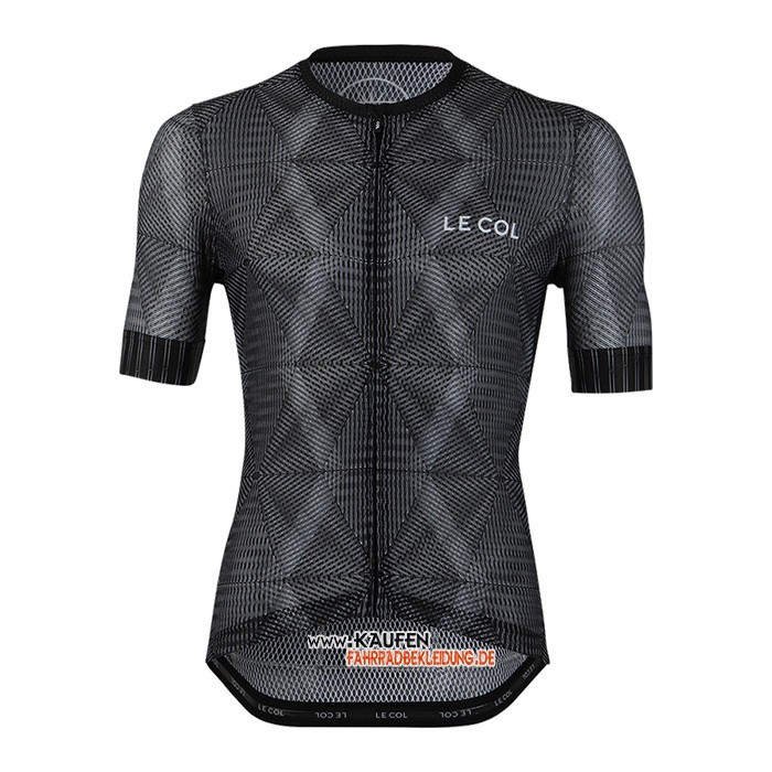 Le Col Kurzarmtrikot 2020 und Kurze Tragerhose Shwarz Grau